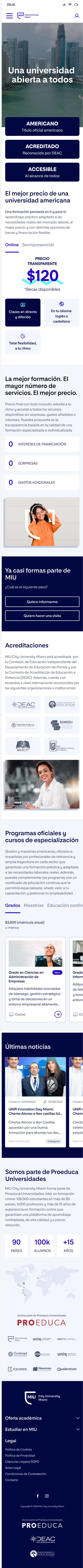 MIU City University Miami, Ficha · móvil