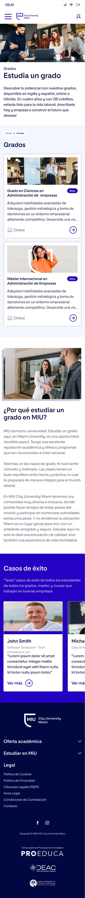 MIU City University Miami, Listado · móvil