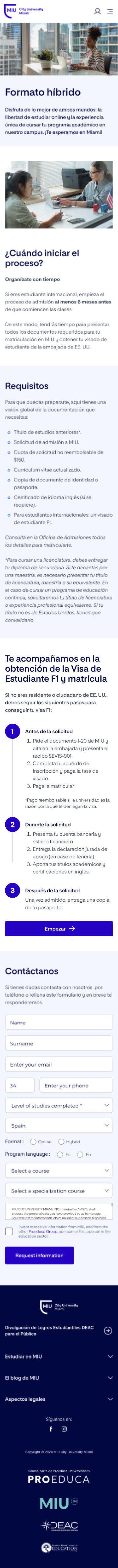 MIU City University Miami, Formato híbrido · móvil