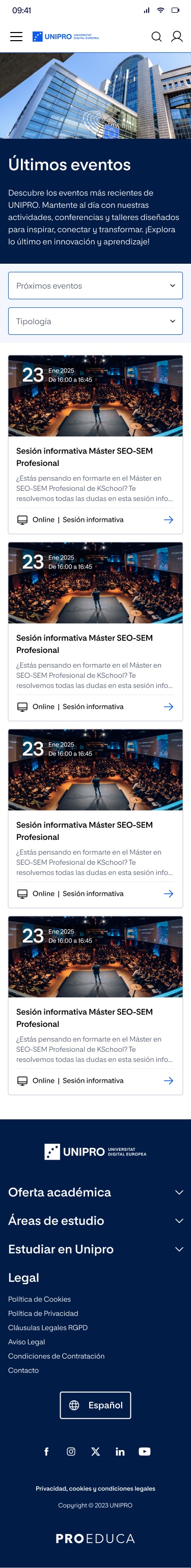 UNIPRO, Listado · móvil